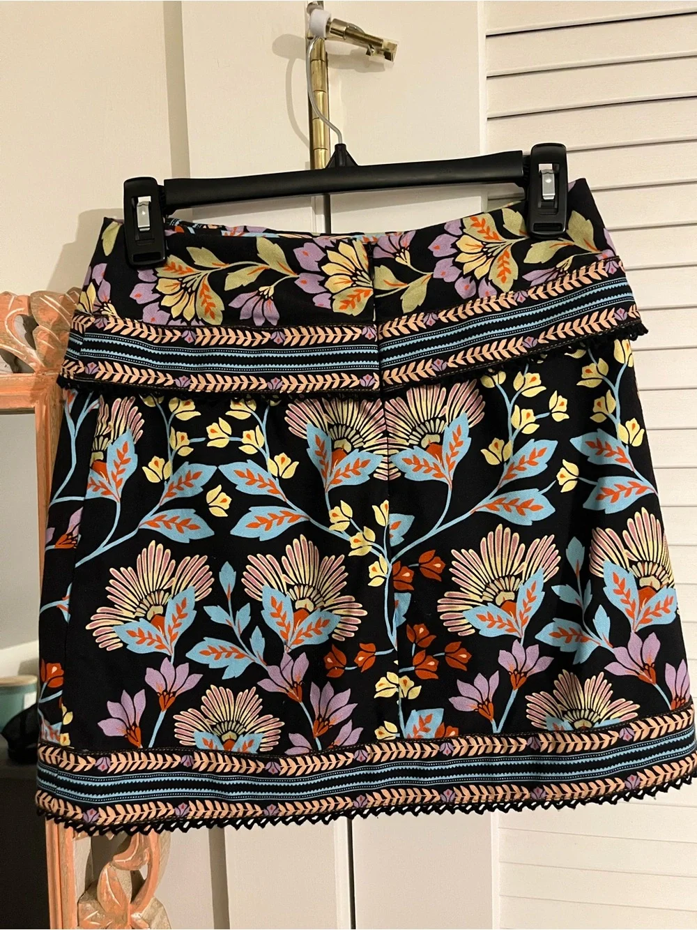 Farm Rio Flowery Black Mini Skirt, Size 25